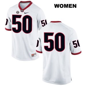 Women's Georgia Bulldogs NCAA #50 Warren Ericson Nike Stitched White Authentic No Name College Football Jersey TGR6554KH